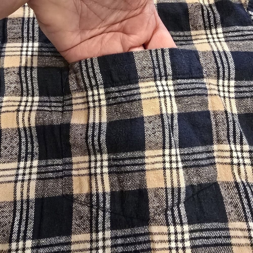 Towncraft Flannel Shirt Navy Plaid Button Down 100% Cotton Men’S Large Layer. - Picture 6 of 11